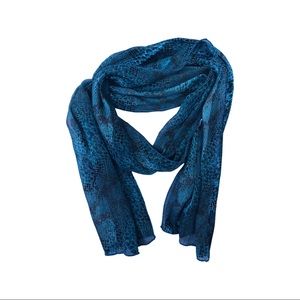 Blue rayon/satin snakeskin design scarf.